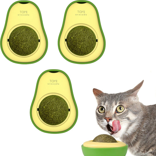 Catnip Ball Toy Wall Treats, 3 Pack Silvervine Toys for Indoor Cats, Teeth Grinding Chew Cleaning Roller Exerciser Interactive