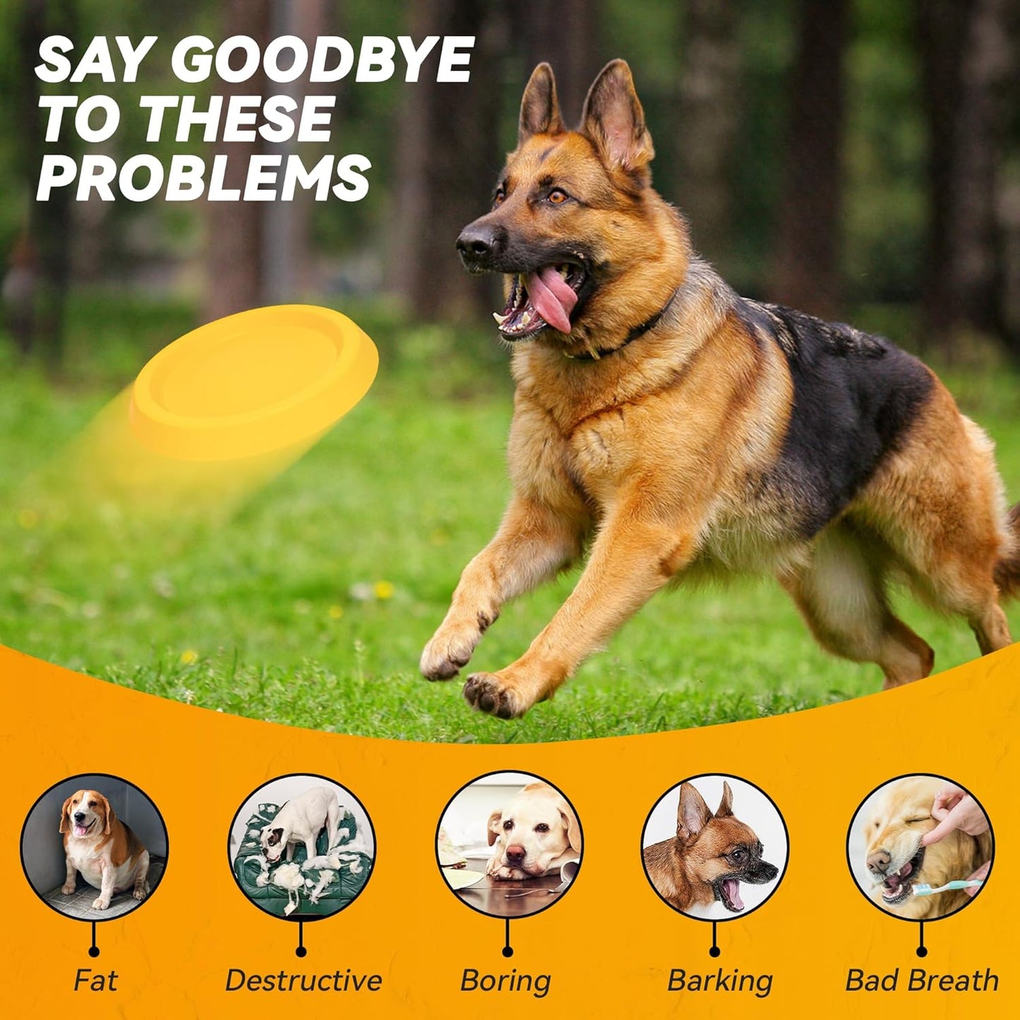 Dog Discs Toy, Durable Flying Discs for Throwing Catching, Durable for Aggressive Chewers, Water Floating Dog Toys, Swimming Training, Medium Large Breeds, Yellow