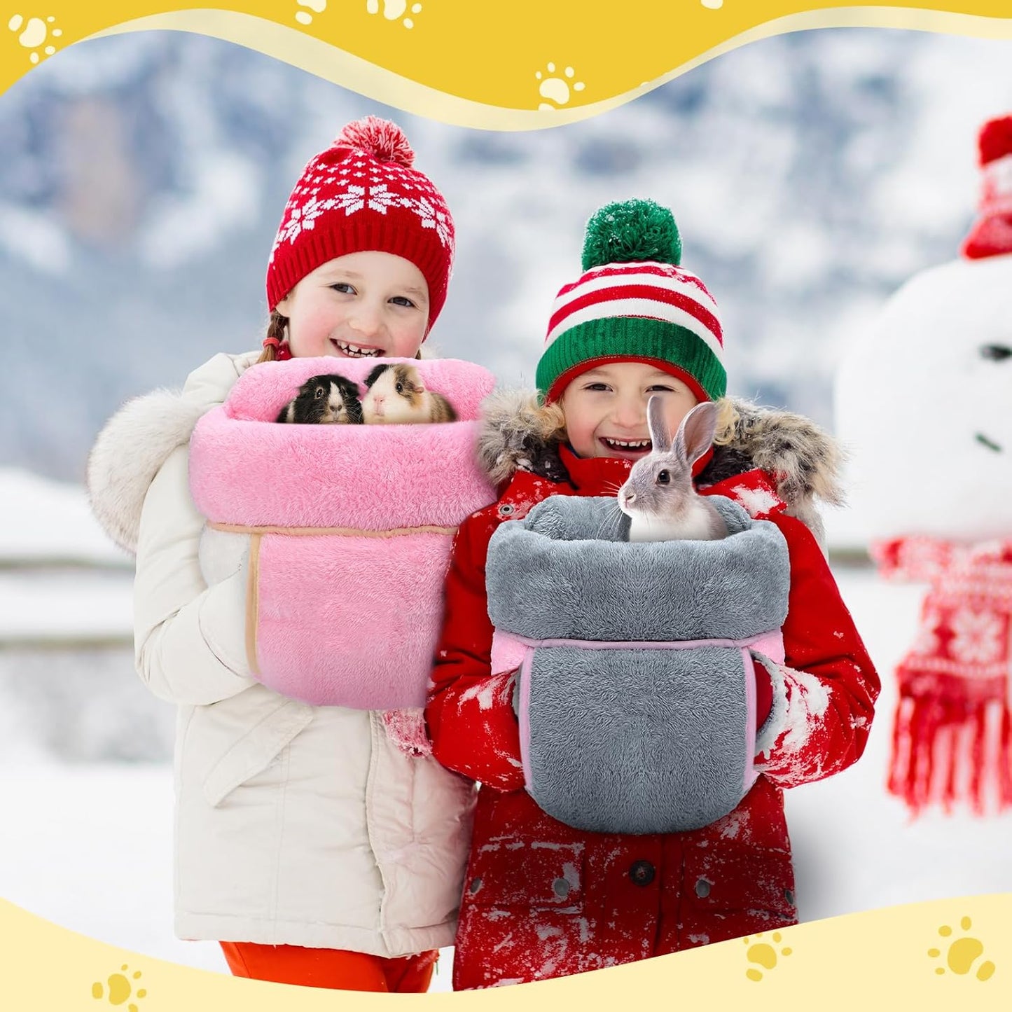 Wenqik 2 Pcs Guinea Pig Hideouts Washable Bunny Bedding Cuddle Warm Small Pet Sack Supplies Portable Pet Carrier Cage Nest Guinea Pig Accessories for Cage(Gray, Pink,Plain)