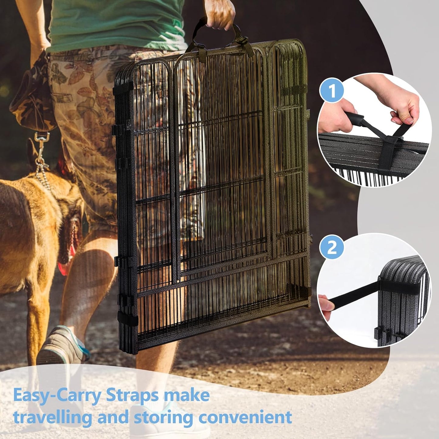 KOOPRO Dog Playpen Indoor, Dog Fence Outdoor for Yard 32" Height Heavy Duty Metal Puppy Play Pen Rustproof with Doors for Small/Medium/Large Dogs Portable Exercise Pet Fence for RV Camping, 24 Panels