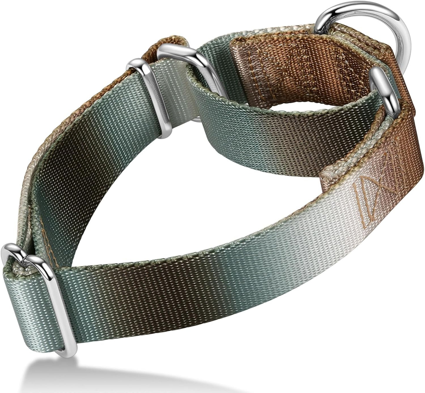 Martingale Dog Collar Colorful Gradient Fashionable - Anti-Escape Soft Durable Pets Collar for Walking Training Outdoor Daily Use -Medium, Silver Brown