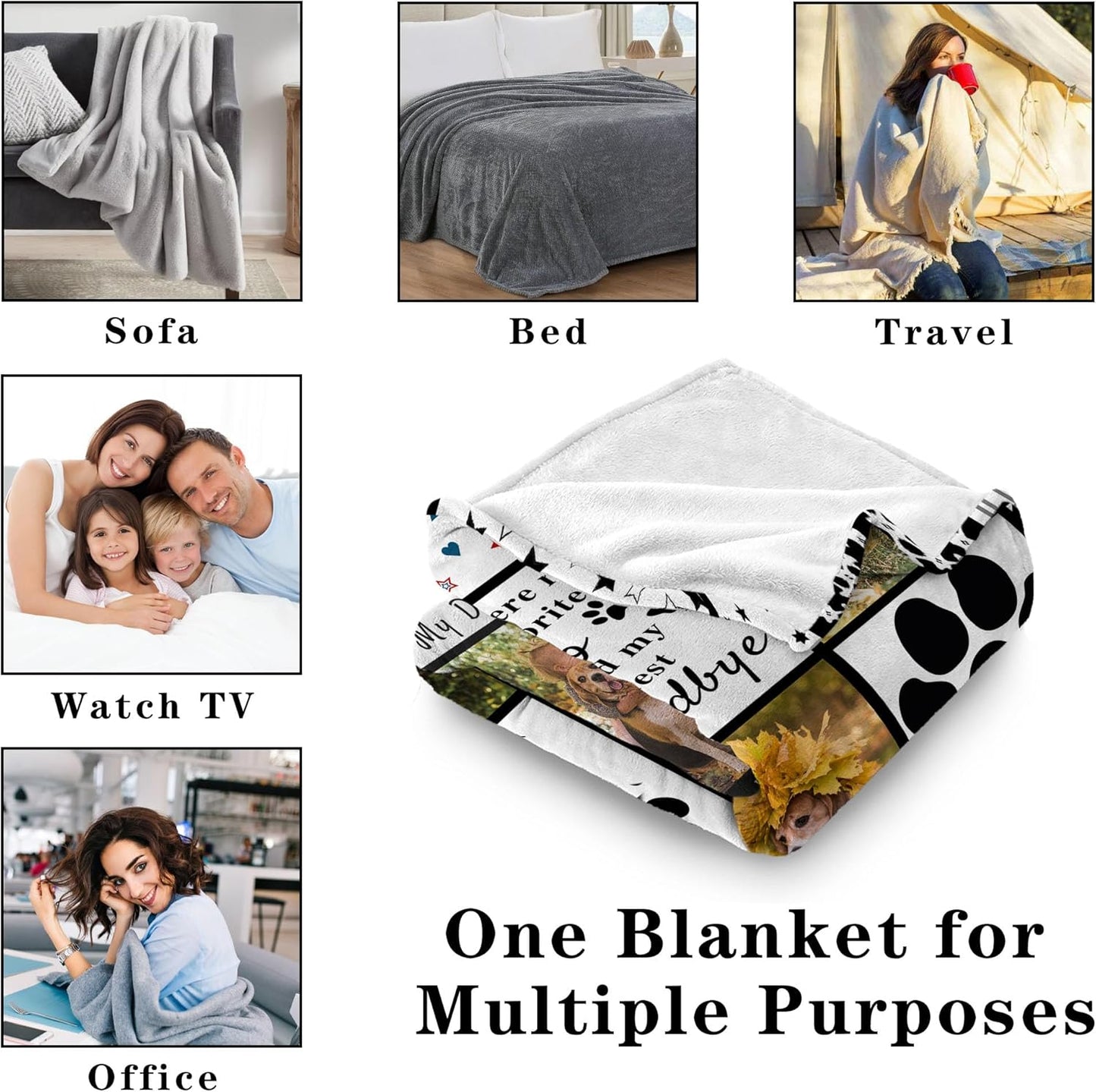 Funny DIY Personalized Pet Memorial Blanket with Photo Pet Memorial Gifts for Dogs Cats Loss of Dog Sympathy Gift Dog Bereavement Remembrance Pets Loss Gifts Custom Dogs Picture Blanket