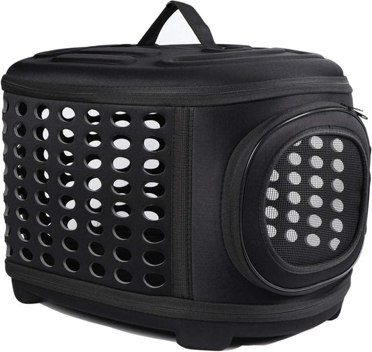 Collapsible Cat Carrier Hard, Travel Pet Carriers Bag for Small Dogs for Car Travel with Ventilation Guinea Pig 2 Small Cats Carrier Cage Dog Crate (Black)