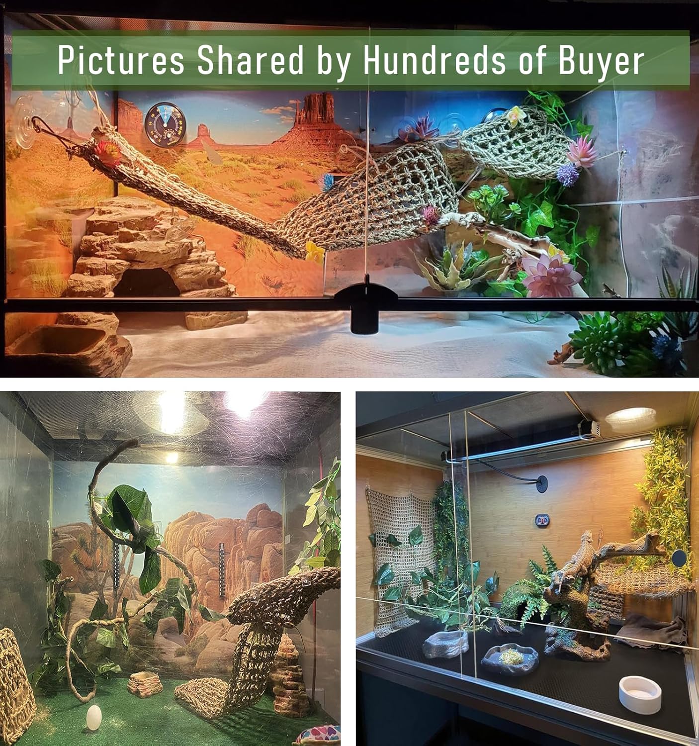 Bearded Dragon Tank Accessories, Reptile Mat Hammock Plants Bridge Jungle Climber Vines Terrarium Decorations for Hermit Crab Lizard Snake (10 PCS with Reptile Mat)