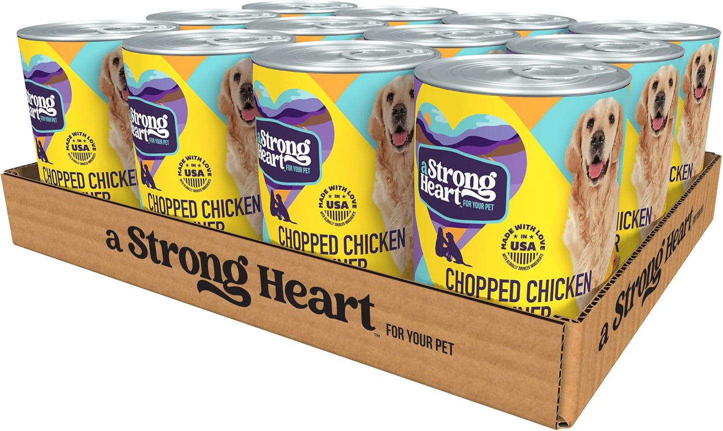 A Strong Heart Wet Dog Food, Chopped Chicken Dinner - 13.2 oz Cans (Pack of 12), Made in The USA with Real Chicken