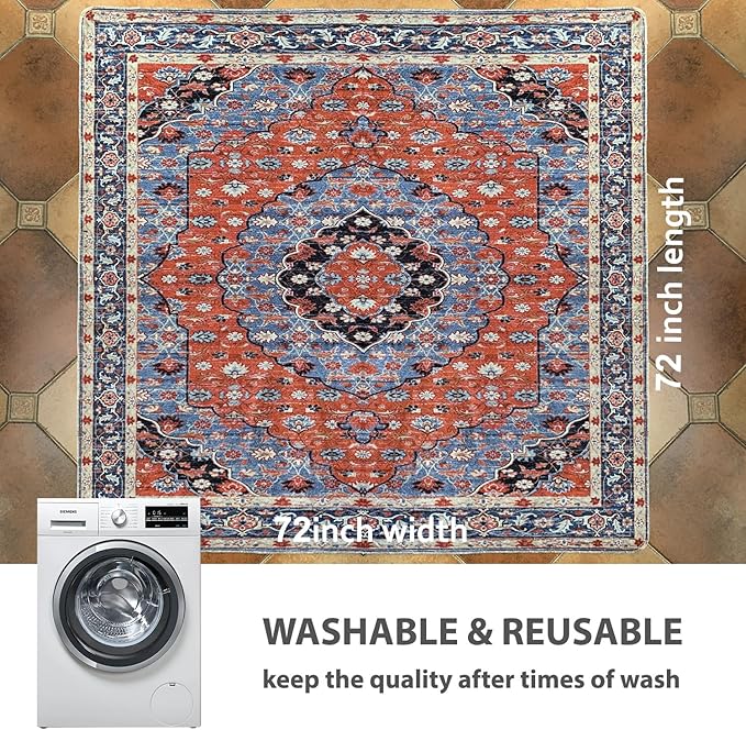 nunubaby Washable Pee Pads for Dogs, Stylish, Non-Slip and Leak-Proof Pee Pads. Reusable Potty Pads for Dogs for Crates and Floors.(Red/Multi, 72" x72")