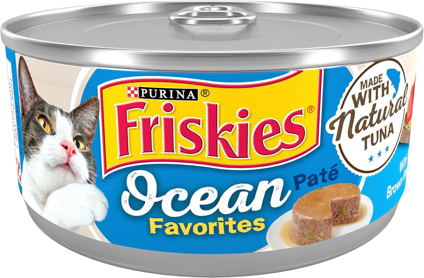 Purina Friskies Wet Cat Food Pate Ocean Favorites With Natural Tuna, Brown Rice and Peas - (Pack of 24) 5.5 oz. Cans