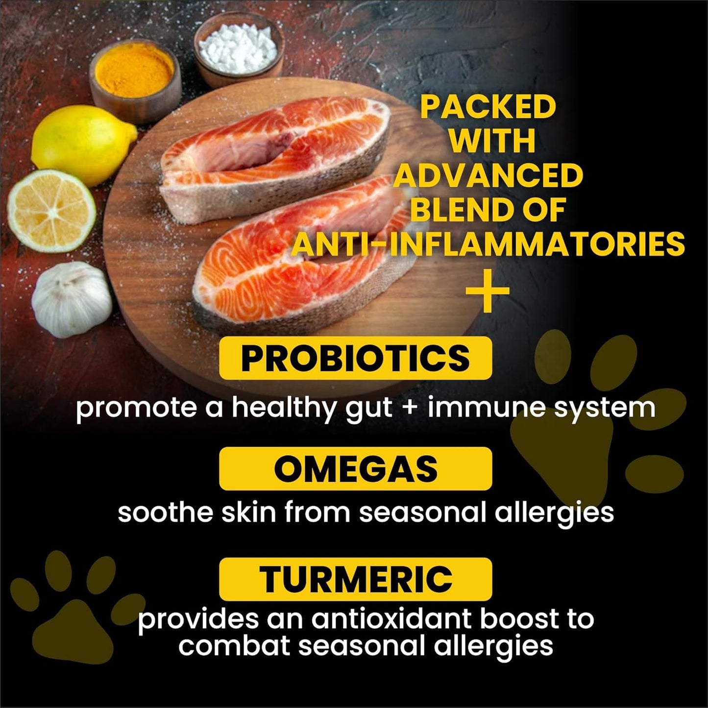 Dog Allergy Chews - Itch Relief w/Omega 3, Colostrum, Probiotics, Turmeric - Seasonal Allergy & Skin Relief - Anti-Itch for Dogs Licking Paws - Beef Flavor - 120 Soft Chews