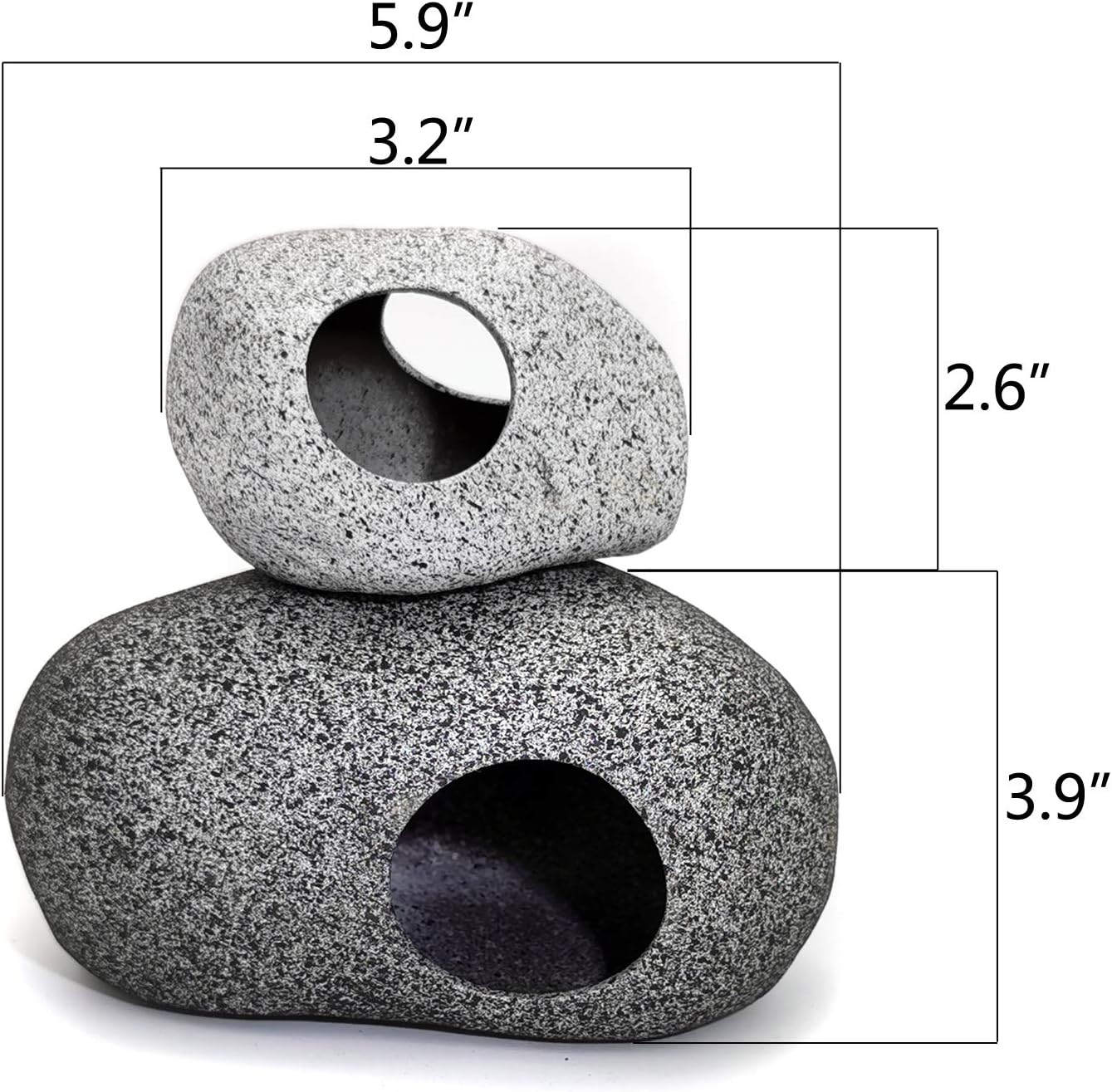 JIH Aquarium Decorations Rock, Ceramic Shelters - Shrimp Habitat, Breeding Tube, Hiding cave, Stackable Fish Tank Decor Cave for Hiding, Betta Fish (J603+J001)