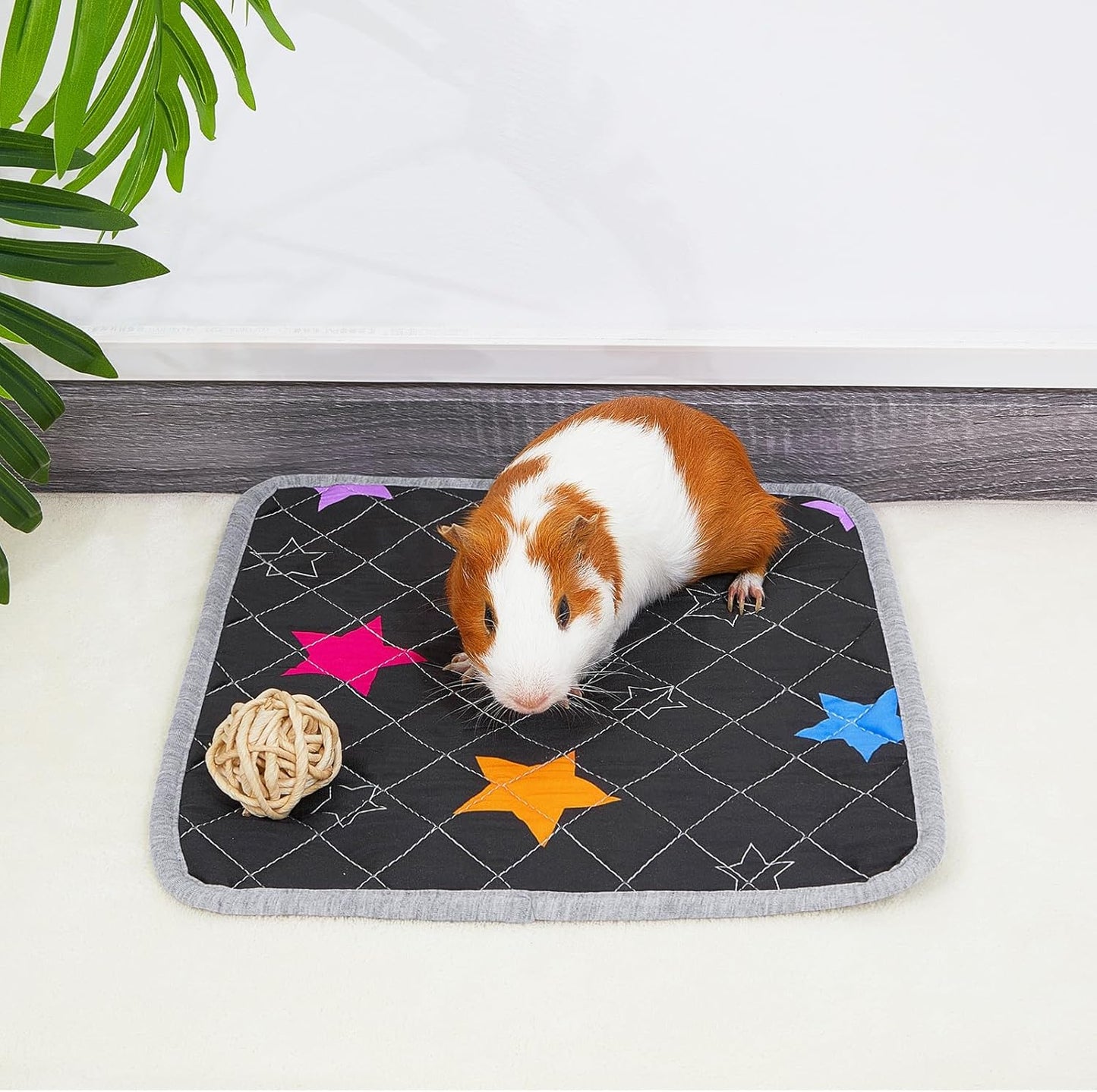 Bienbee Guinea Pig Bedding, 2 Pack 12" x 12" Reusable Guinea Pig Cage Liner Waterproof and Absorbent Small Animal Bedding Washable Guinea Pig Pee Pads for Small Pet Hamster Rabbit Squirrel, Black