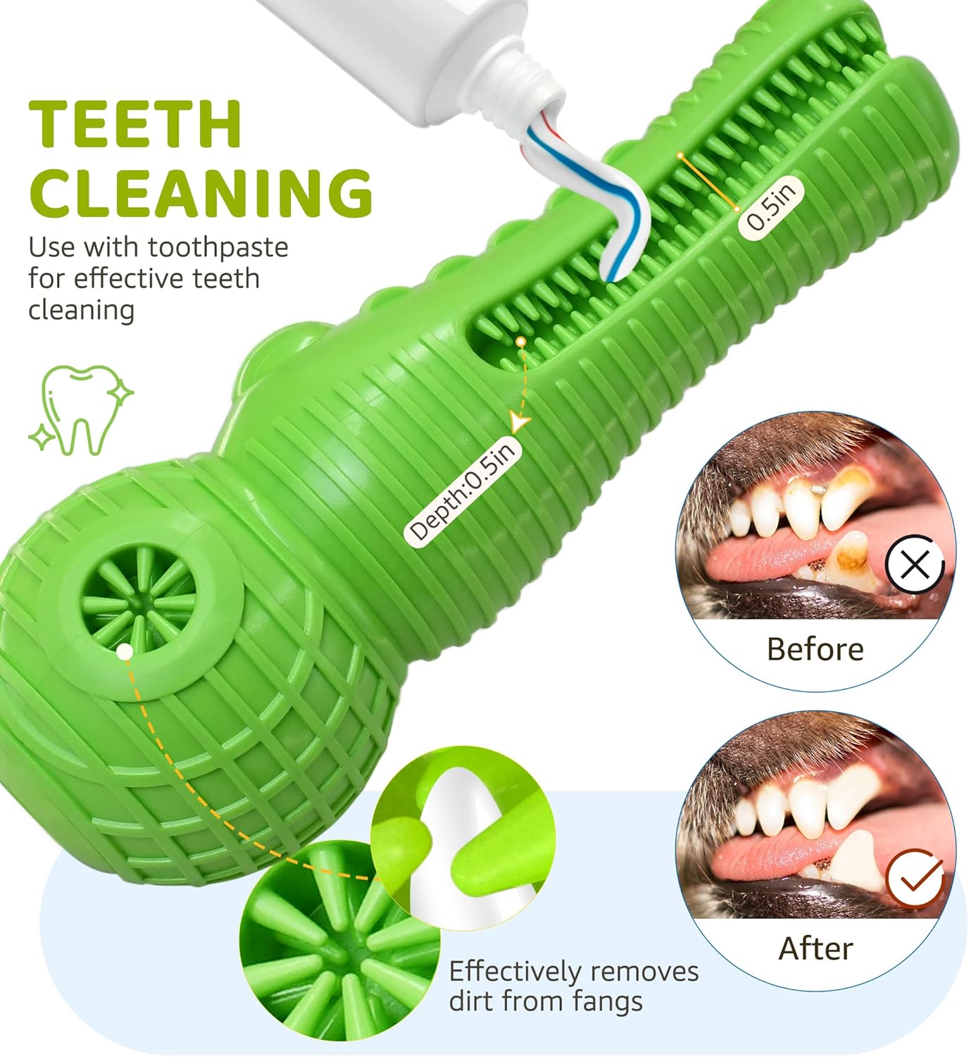 Dog Chew Toy for Aggressive Chewers, Durable Natural Rubber Squeaky Alligator Interactive Dog Toy, Long-Lasting Dental Care Tooth Cleaning for Medium Large Dogs and Teething Puppies (Green)