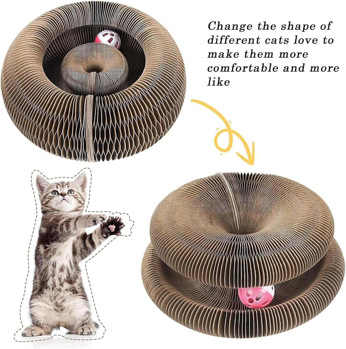 Kitty Curlz, Kitty Curlz Cat Toy, Magic Organ Cat Scratching Board, Snufflepaw Accordion for Cats, Interactive Scratch Pad, Recyclable Cat Scratcher.