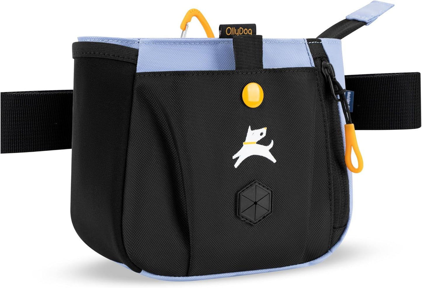 OllyDog Backcountry Day Bag | Hands-Free Dog Training Treat Pouch | Fanny/Hip Pack with Zipper Closure & Built-in Poop Bag Dispenser | Removable Waist Clip (Blue Heron)