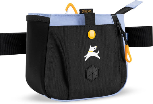 OllyDog Backcountry Day Bag | Hands-Free Dog Training Treat Pouch | Fanny/Hip Pack with Zipper Closure & Built-in Poop Bag Dispenser | Removable Waist Clip (Blue Heron)