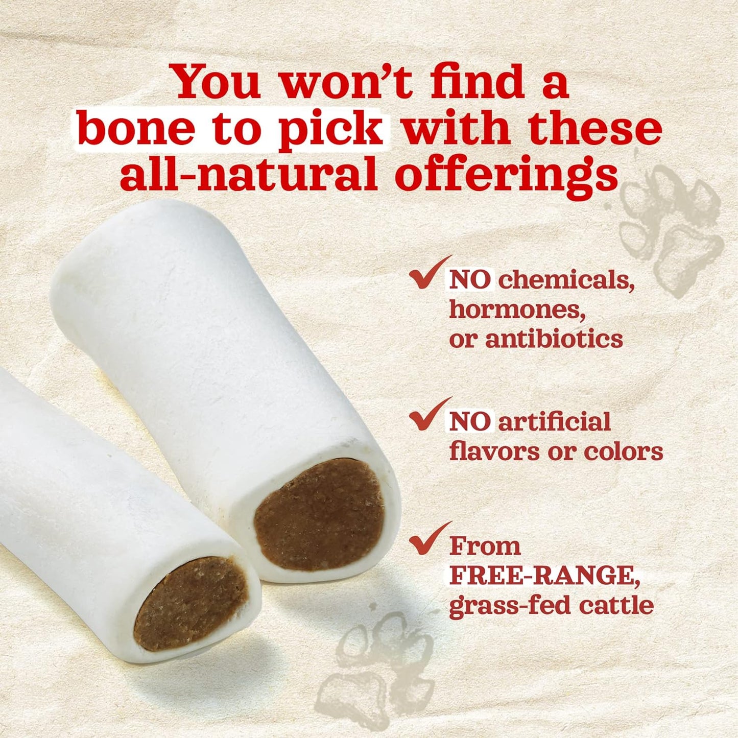 Natural Farm Peanut Butter Flavor Filled Dog Bones (5-6 Inch, 3 Pack), Limited Ingredient Stuffed Dental Dog Bone Treats for Small, Medium and Large Dogs