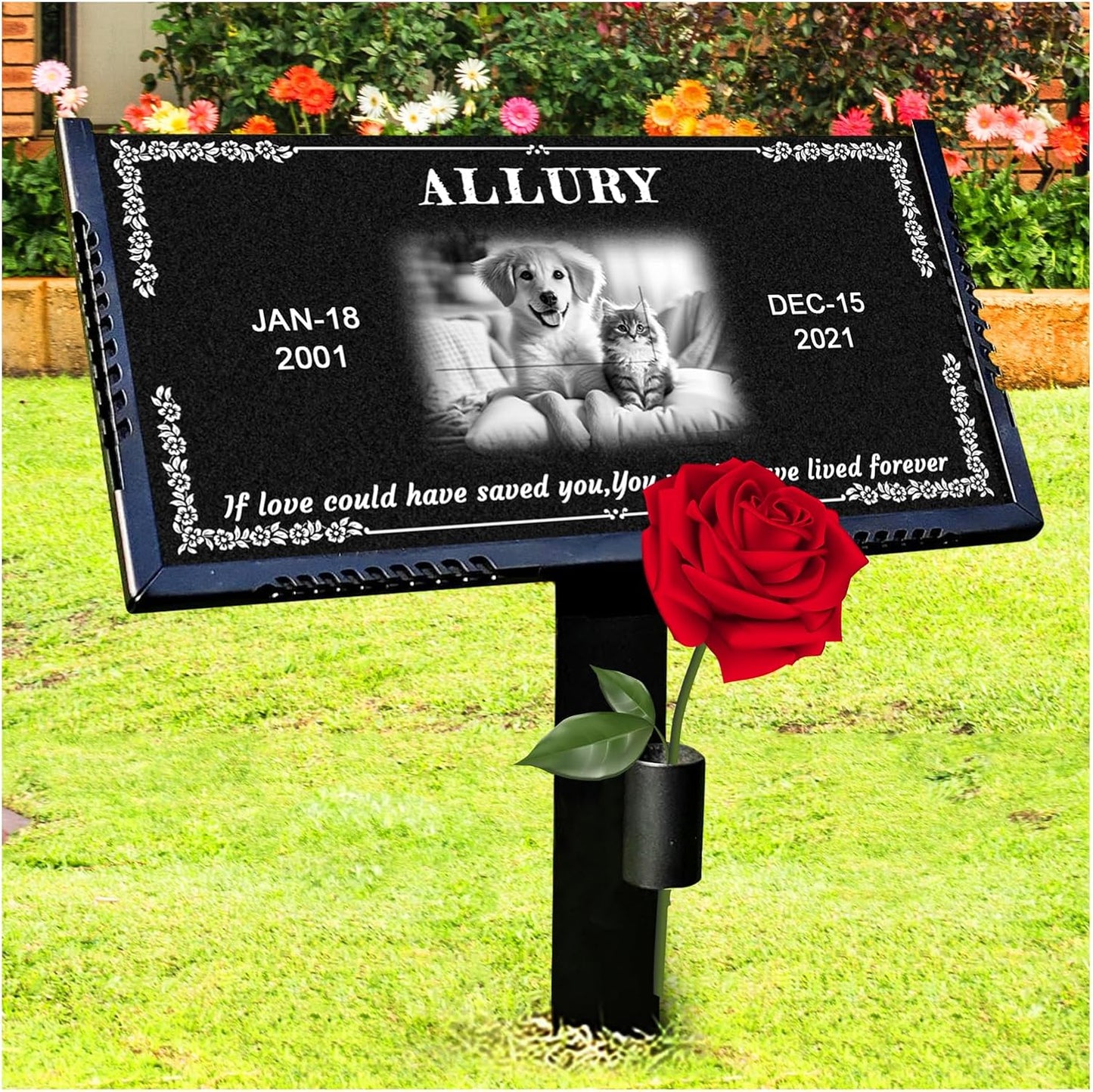 Pet Headstones for Dogs Personalized,Dogs Headstones, Cat Tombstone Outdoor,Black Granite Memorial Garden Stone Customized Gravestone Markers, Dog Gravestone Markers Gifts (Pet 2)