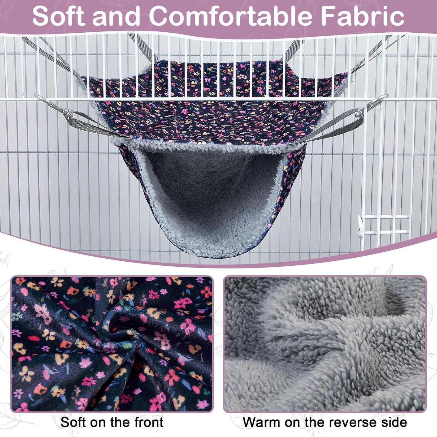 Bienbee 2 Pcs Ferret Rat Hammock Set for Cage Washable Guinea Pig Hideout Bed Soft Small Animal Hammock Tunnel Toys Ferret Cage Accessories for Hedgehog Sugar Glider Squirrel Hamster