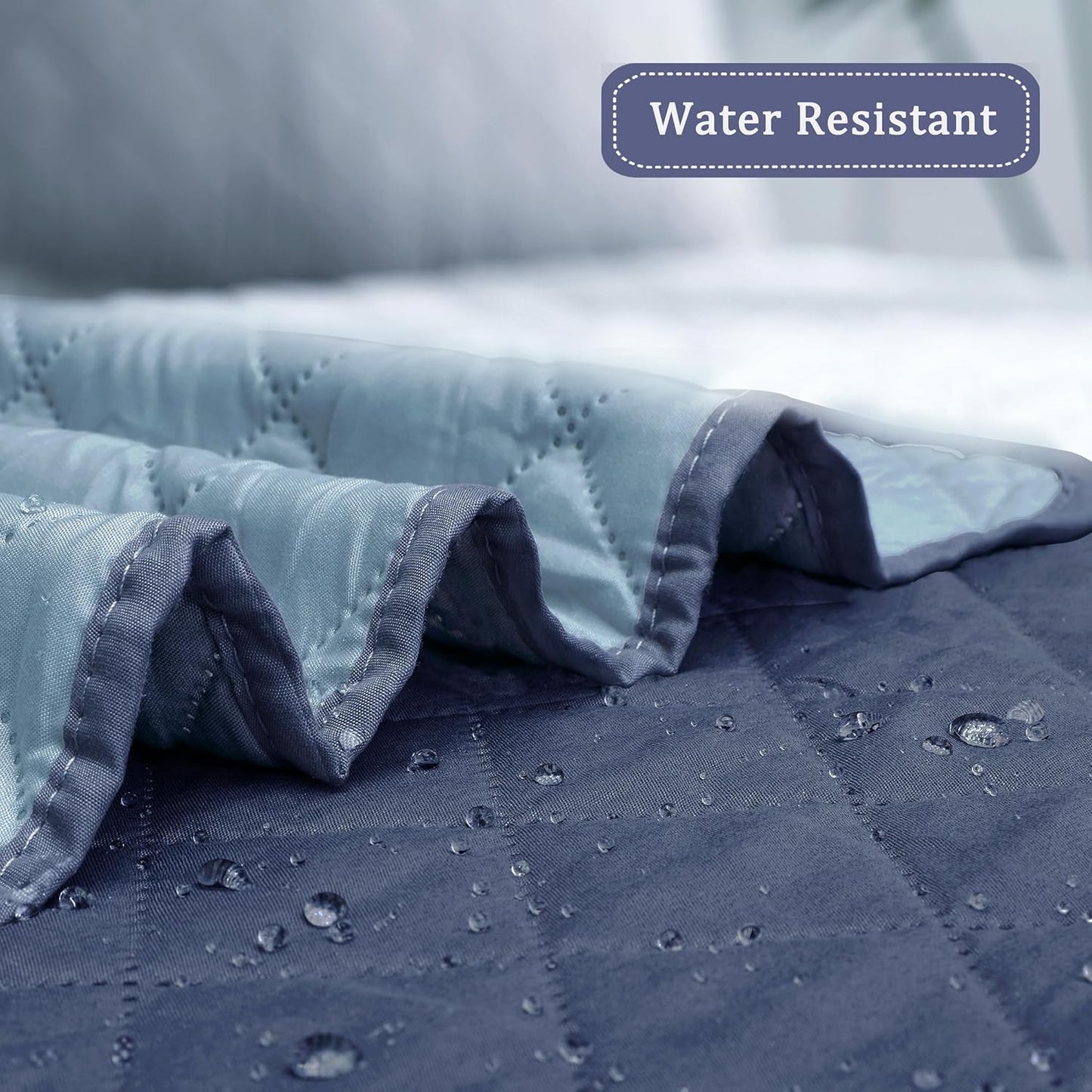 Easy-Going Reversible Chair Cover Washable Sofa Cover for Dogs Water Resistant Couch Slipcover Furniture Protector Cover with Adjustable Straps for Pets (Chair 30 in, Dark Blue/Light Blue)