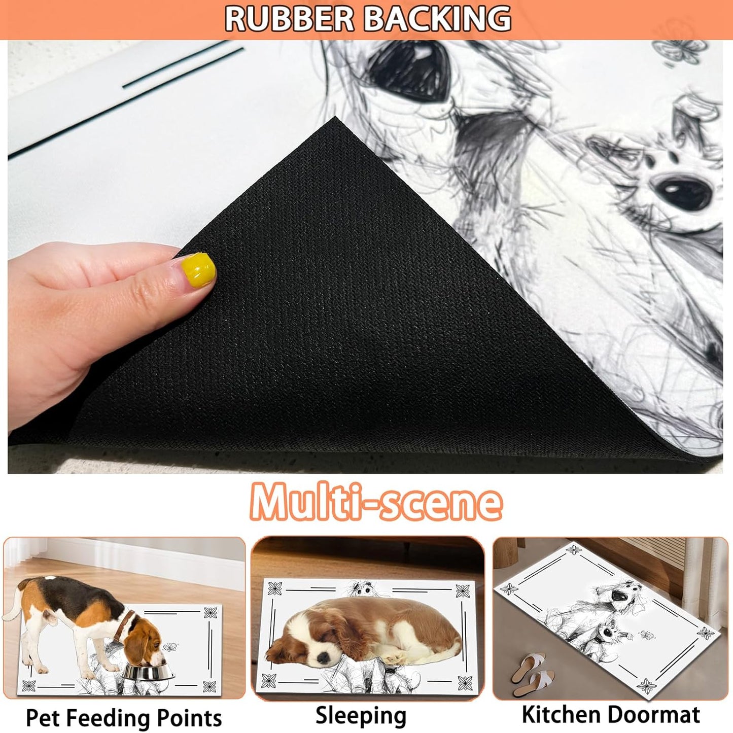 Pet Feeding Mat for Dogs and Cats - Super Absorbent Anti-Slip Bowl Pad, Eco-Friendly Washable Mat to Prevent Spills and Mess Labrador Mat 16"x24"