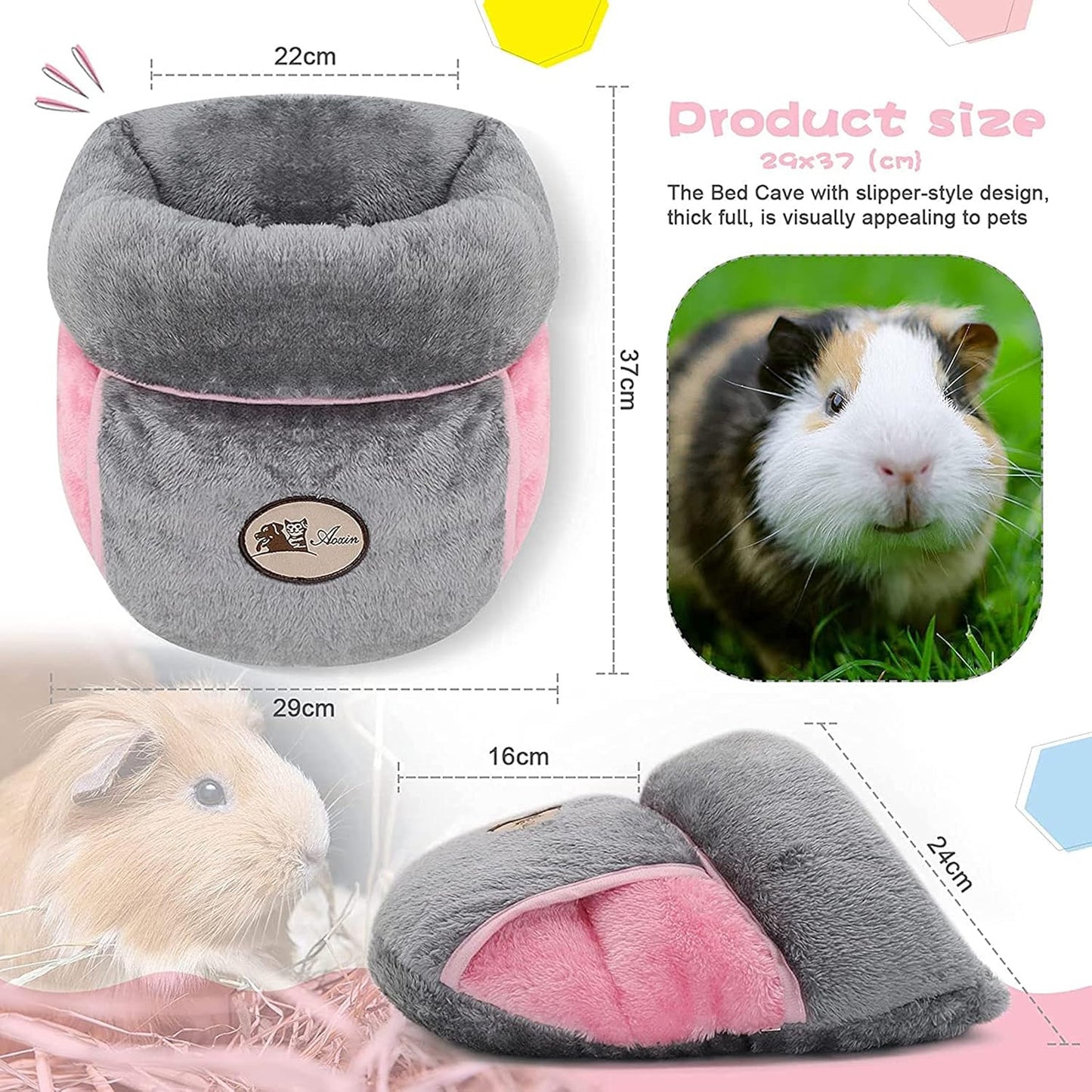 YUEPET Guinea Pig Bed Cuddle Cave Warm Fleece Cozy House Bedding Sleeping Cushion Cage Nest for Small Animal Squirrel Chinchilla Rabbit Hedgehog Cage Accessories Grey