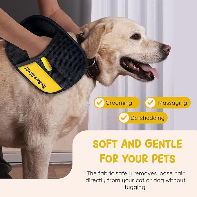 Pet Hair Removal Glove 2-Pack – Reusable Dog & Cat Fur Remover Mitts – Electrostatic Lint Removal Tool for Furniture, Clothing, Carpet & Car Seats