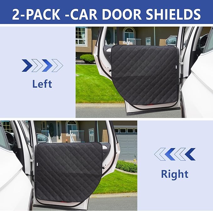 Dog Car Door Protector for Large SUV & Truck – XL Size, Anti-Scratch/Stain-Resistant, Window-Roll-Compatible, 2-Pack, Secure Fit for Wide/Tall Doors (Black)