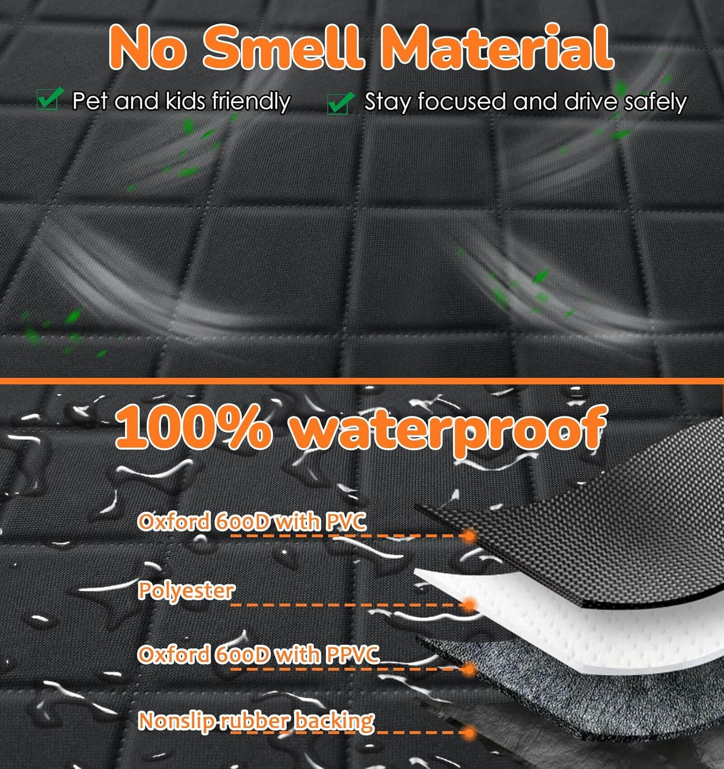 URPOWER Dog Car Seat Cover for Pets 100% Waterproof Hammock 600D Heavy Duty Scratch Proof Nonslip Durable Soft Pet Back Seat Covers for Cars Trucks and SUVs