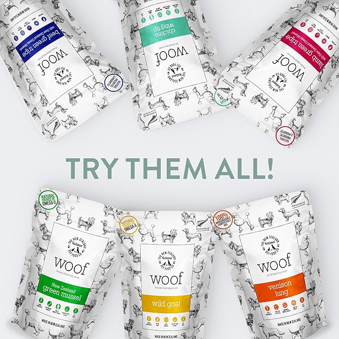 WOOF Lamb Green Tripe Freeze Dried Raw Dog Treats with Added New Zealand Green Mussel - High Protein, Natural, Limited Ingredient Topper or Treat 1.76 oz