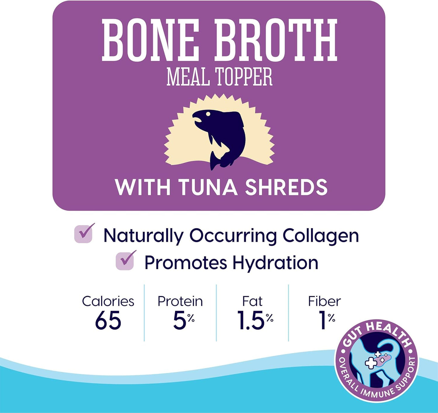 Solid Gold Bone Broth Cat Food Topper - Lickable Wet Cat Food with Protein Shreds for Hydration - Easy to Serve Wet Cat Food Gravy Bone Broth for Cats - Healthy Cat Snacks Treats - Tuna - Single