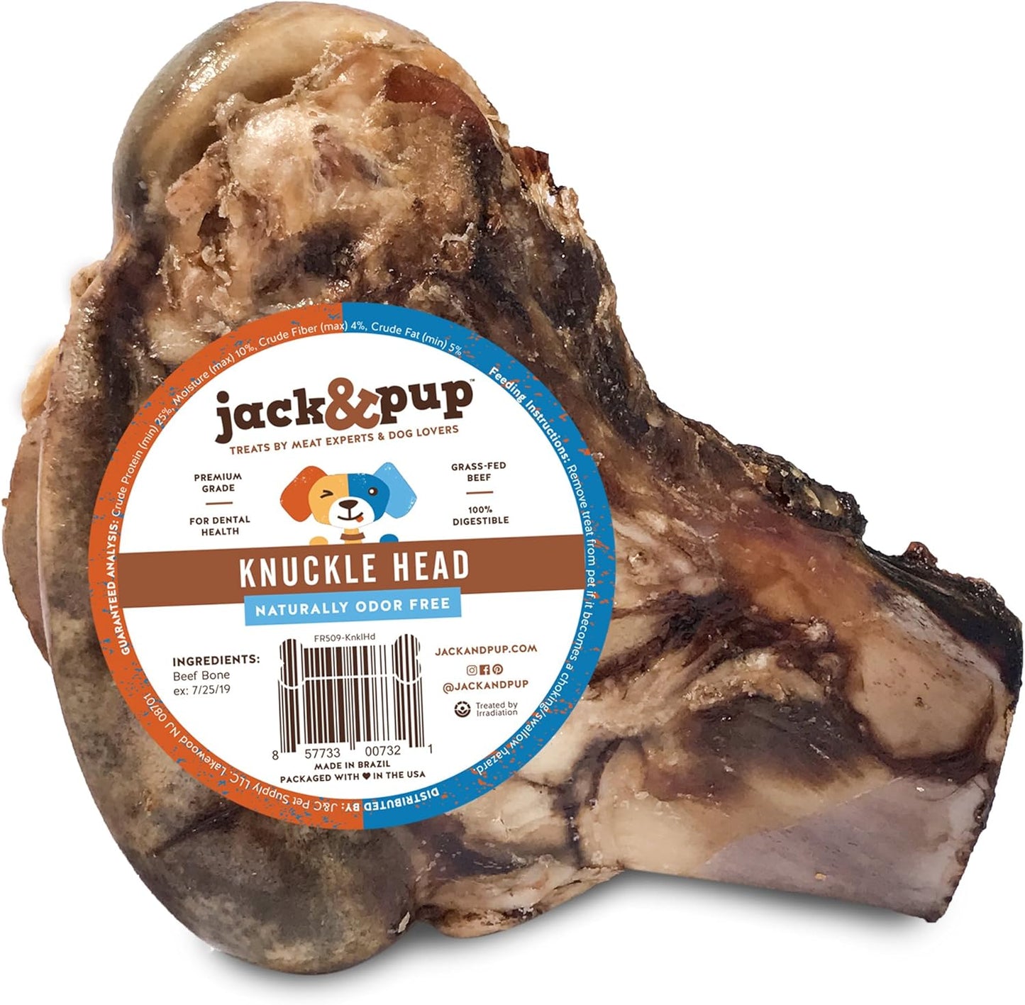 Jack & Pup Beef Knuckle Bones for Dogs, Natural Dog Knuckle Bones for Large Dogs – Savory Smoked Beef Flavor - 1 Pack