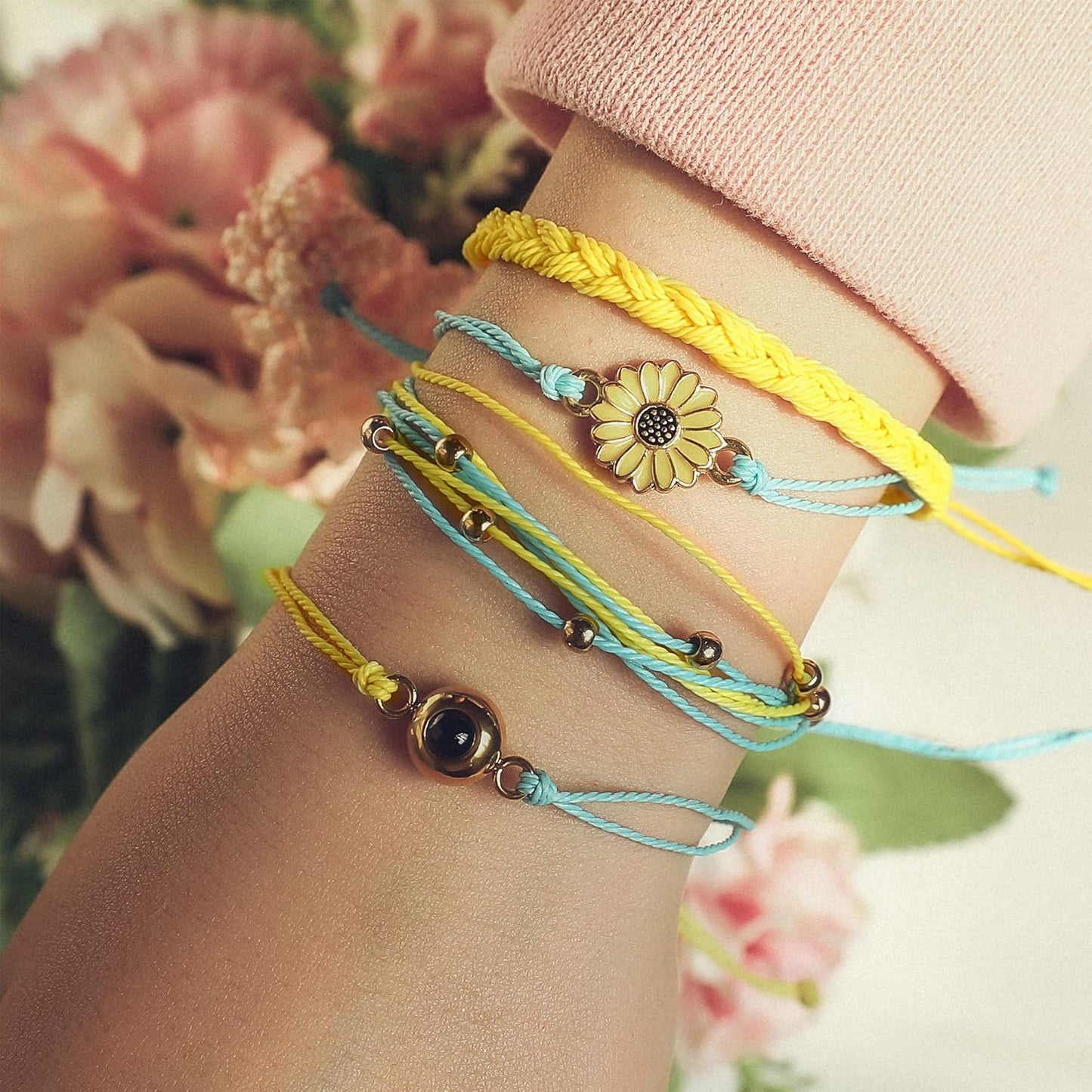 EMIRISTIC Custom Photo Bracelet - Personalized Picture Natural Stone Cuban Chain Bracelet - Any Special Day Gifts