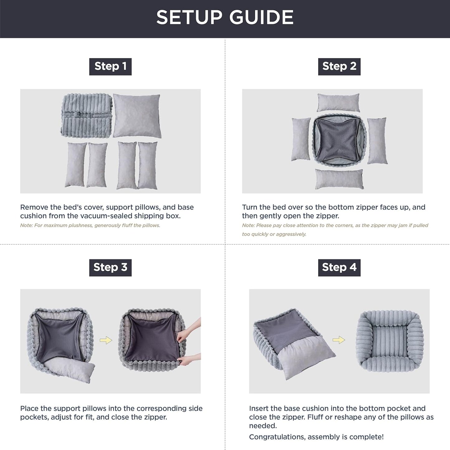 Bedsure Cute Dog Bed for Extra Large Dogs - Washable Furry Puppy Beds, Rectangle Orthopedic XL Pet Beds with Removable Zipper Cover, 43x30x8inches, Warm Grey