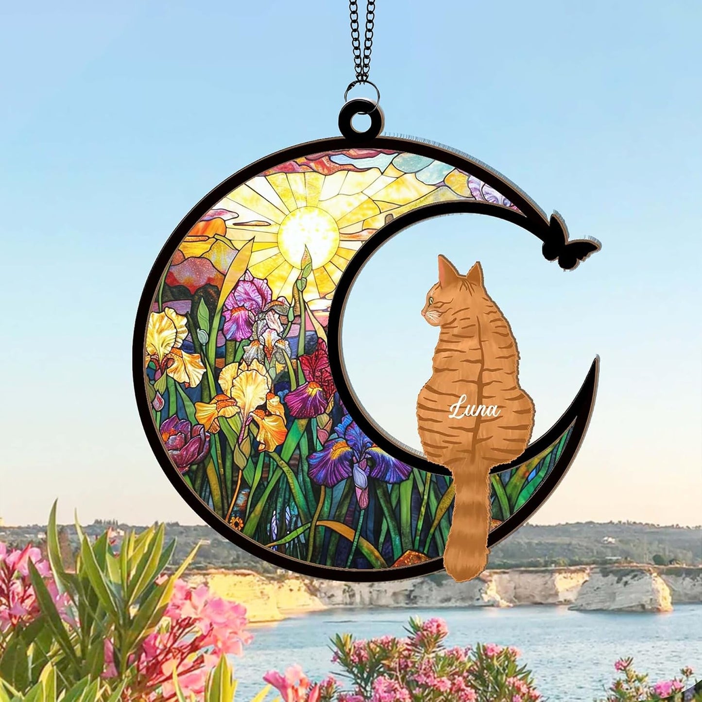Personalized Cat Memorial Suncatcher – Custom Memorial Gift for Cat Lovers, Cat Loss Sympathy Gift, Pet Remembrance Keepsake