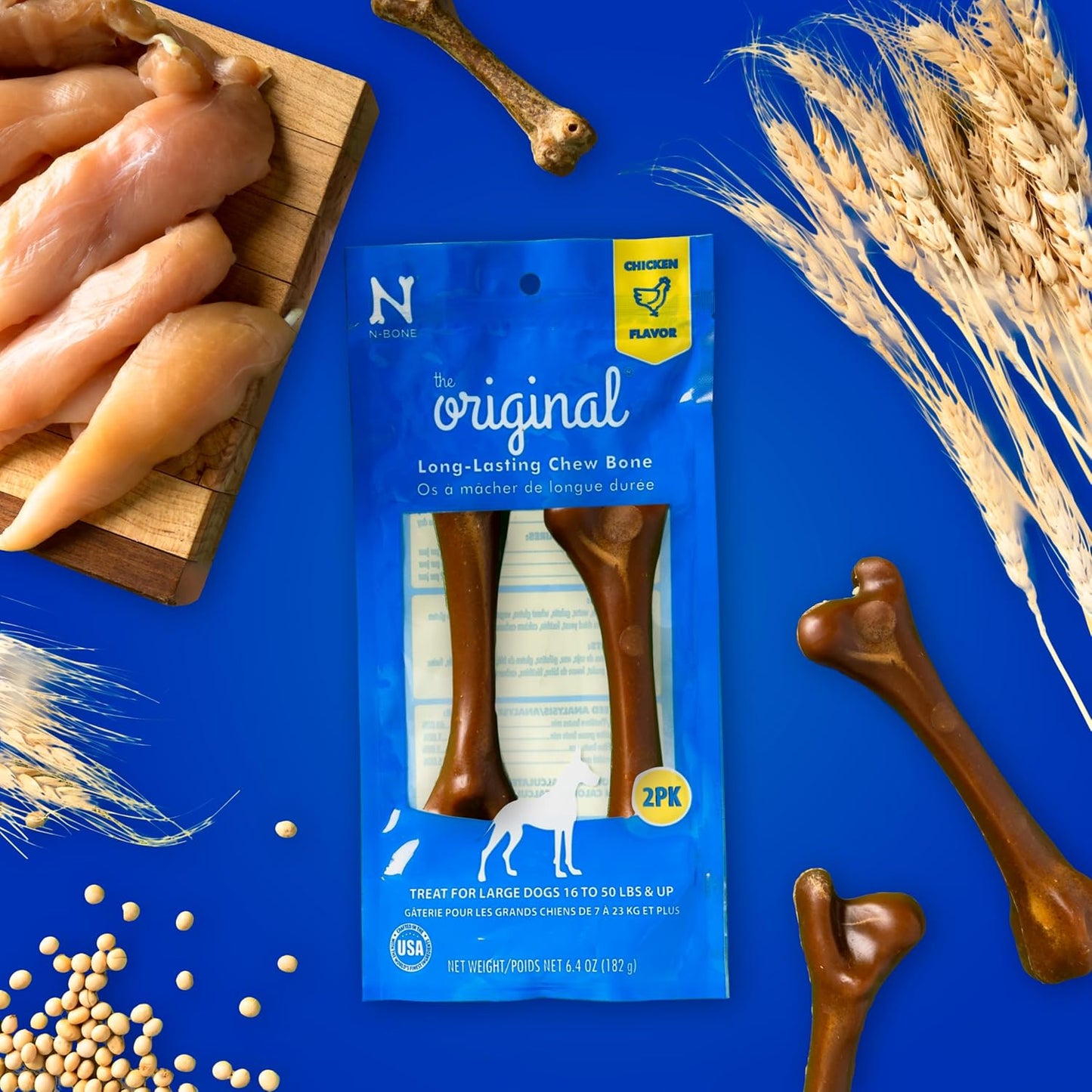 N-Bone The Original Bone Chicken Flavor Large 2 Count, 6.4oz-Bag