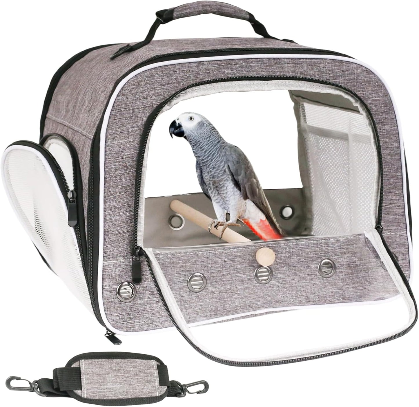 Bird Carry Carrier to Transport Large Size Parrot, Portable Bag with Metal Tray and Grid for Medium and Large Birds Like African Grey, Long Tail Cockatiel and Parrot