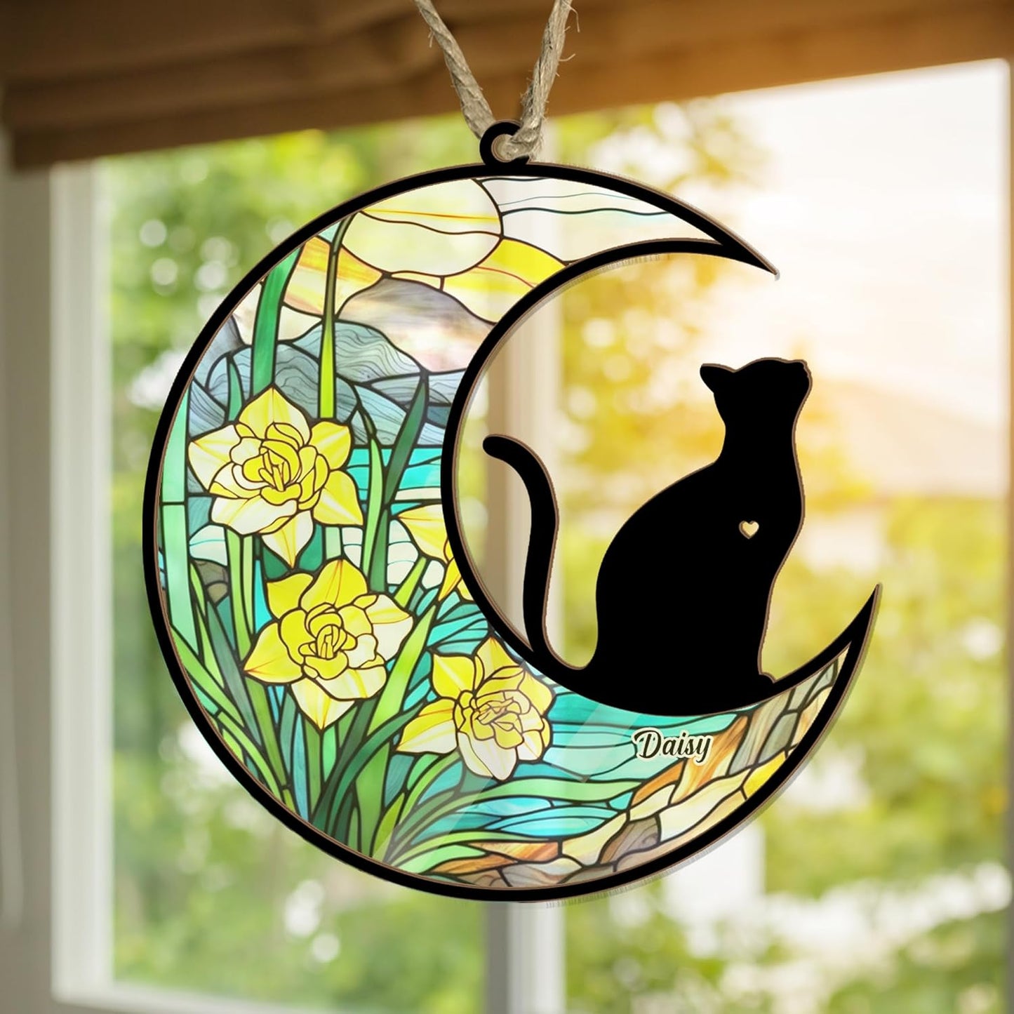 Personalized Cat Memorial Suncatcher Ornament - Custom Name Decor, Christmas Ornament, Pet Remembrance Keepsake, in Loving Memory Gift for Cat Lover, Loss of Pet Sympathy