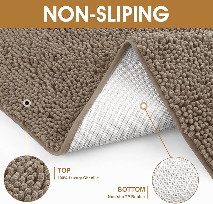 Dog Door Mats for Muddy Paws, Chenille Absorbent Dog Mats, Non Slip Heavy Mud Mat for Dogs, Soft Pet Mat for Entryway, Mud Paws, Inside Floor,36" x 24", Beige