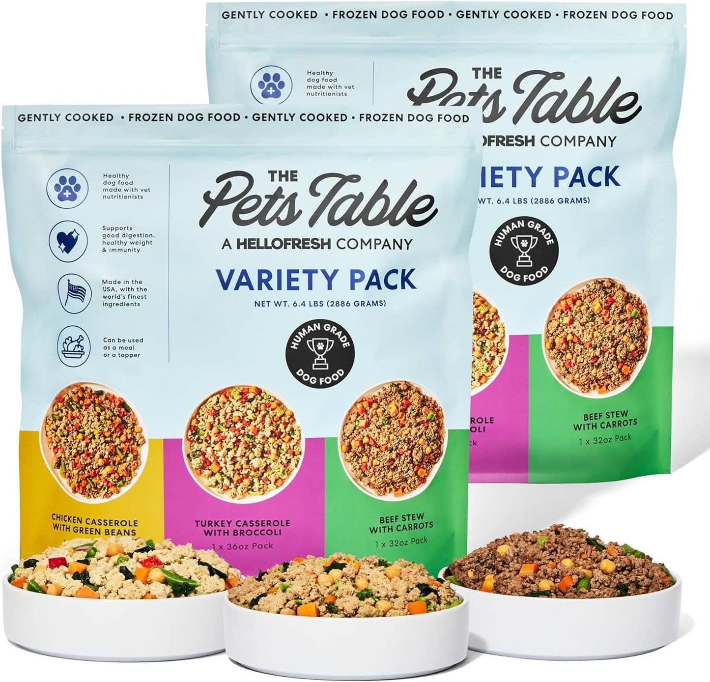 The Pets Table Human-Grade Variety Pack Fresh Dog Food, Dog Food Topper or Complete Meal, 6 Count of 32 to 36-oz Pouches, 12.7lbs
