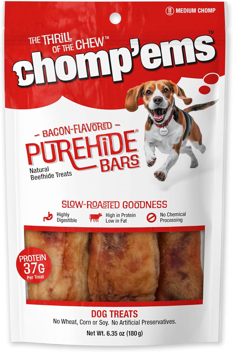 CHOMP 'EMS Ruffin' It 21000 Purehide Bars Dog Chew, 6.35 oz