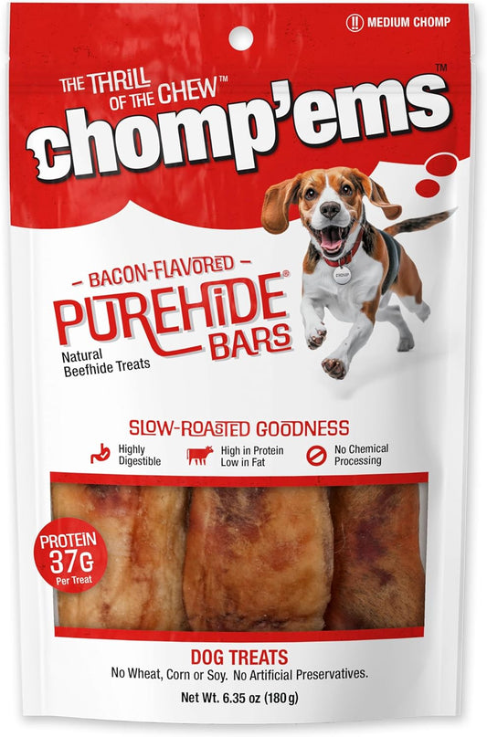 CHOMP 'EMS Ruffin' It 21000 Purehide Bars Dog Chew, 6.35 oz