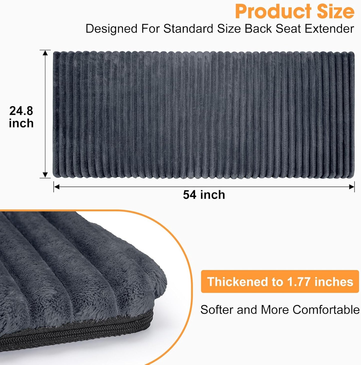 FURTIME Backseat Pet Bed Mat, Non-Slip Dog Bed for Car Back Seat, Washable Travel Pet Mat with Removable Cover, Dog Seat Covers Protector Fit for Backseat Extenders and Trucks SUVs, 54"x 24.8", Grey