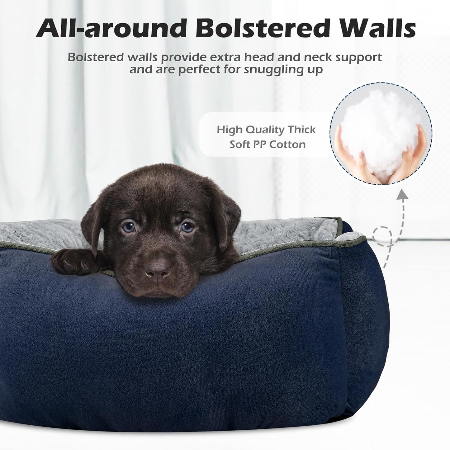 INVENHO Small Dog Bed Rectangle Washable Orthopedic Soft Calming Sleeping Durable Pet Cuddler with Anti-Slip Bottom