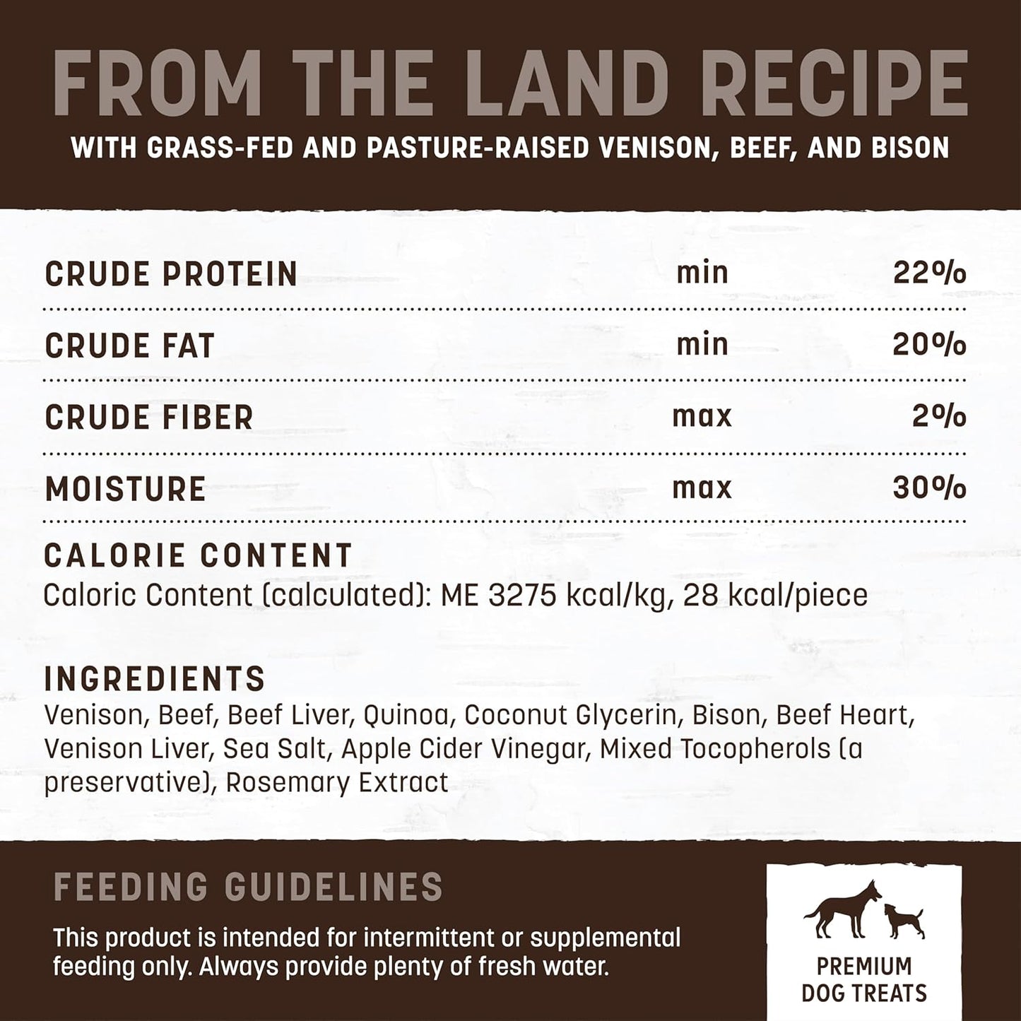 Earth Animal Wisdom Air-Dried Jerky from The Land Recipe | Dog Treats | Dog Snacks | Premium Natural Red Meat Jerky Strips | 4 oz | Made in The USA (Pack of 3)