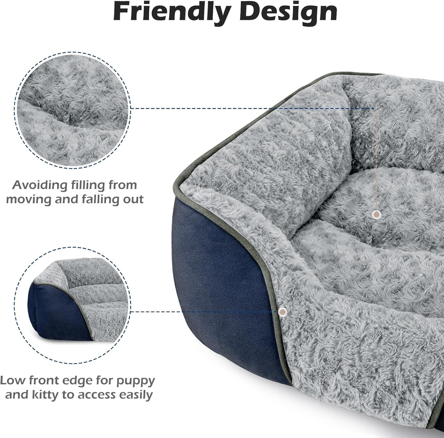 INVENHO XX-Large Dog Bed Rectangle Washable Orthopedic Soft Calming Sleeping Durable Pet Cuddler with Anti-Slip Bottom