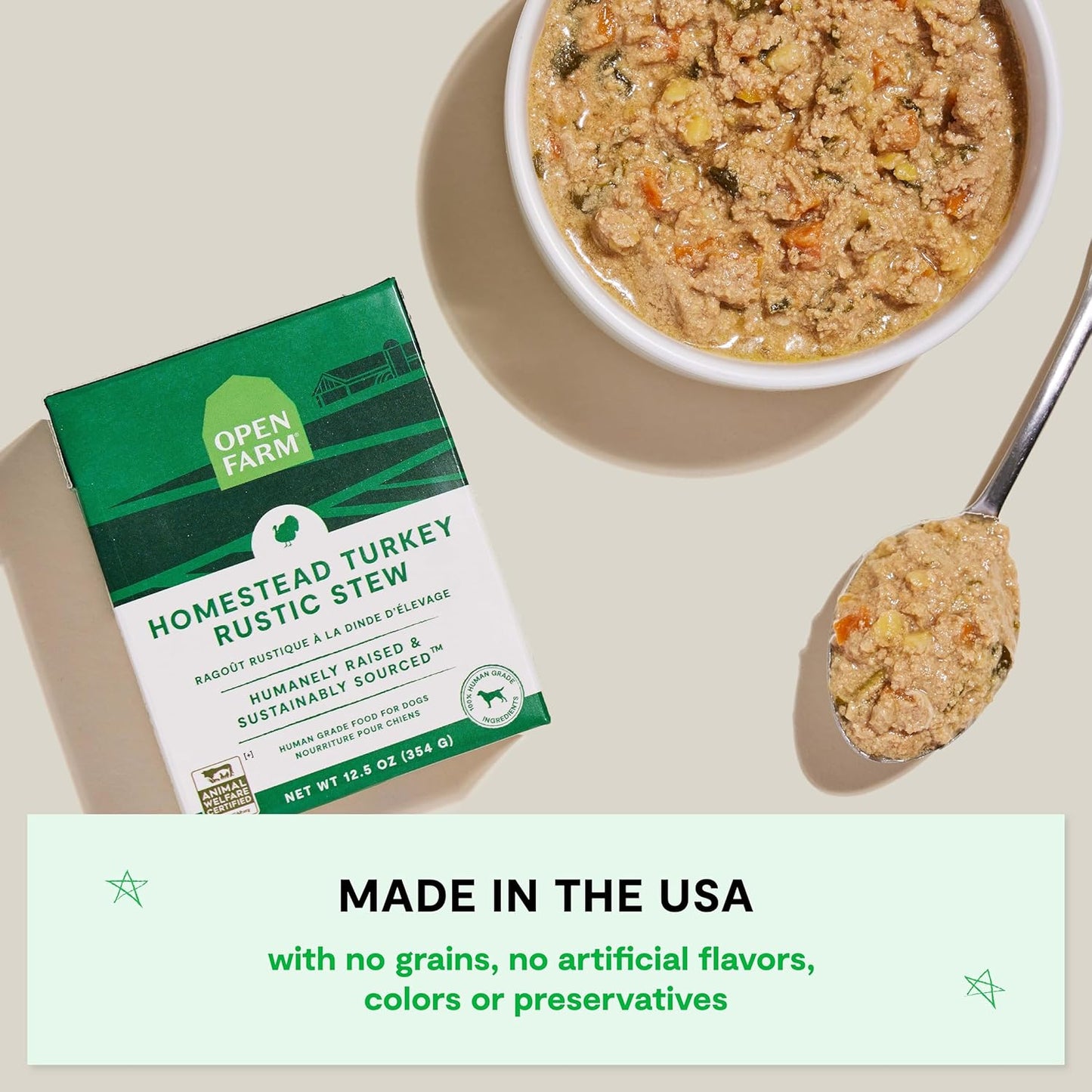 Open Farm Rustic Stews Wet Dog Food, Grain-Free, Complete & Balanced with Human-Grade Ingredients, Humanely-Raised Meat & Bone Broth, Homestead Turkey Recipe, 12.5oz Packs (Case of 12)