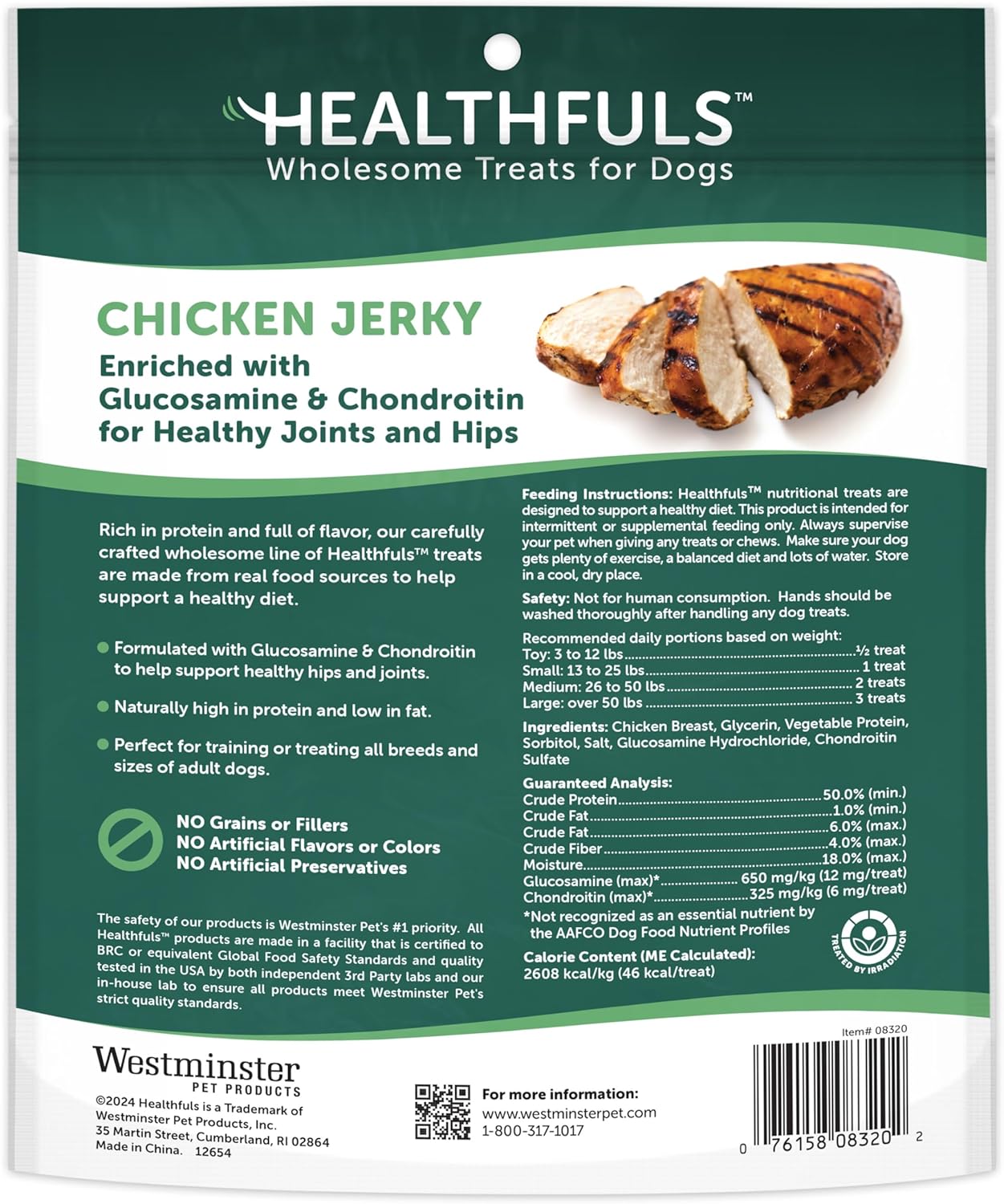 Healthfuls Chicken Jerky Dog Treats with Glucosamine & Chondroitin, 16oz