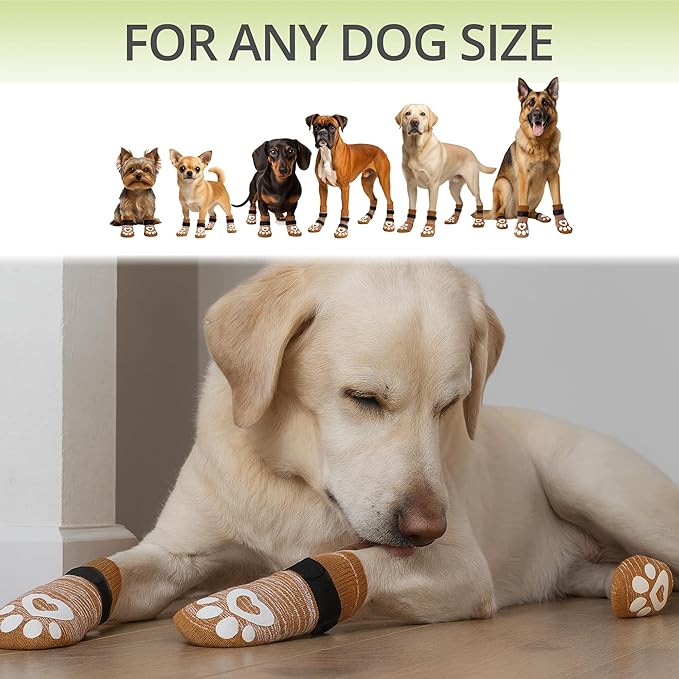 Non-Slip Dog Socks for Hardwood Floors - 6-Pack | Anti-Slip Toes to Prevent Licking Paws, Add Grip, and Provide Paw Protection | for All Ages and Senior Dogs - XL