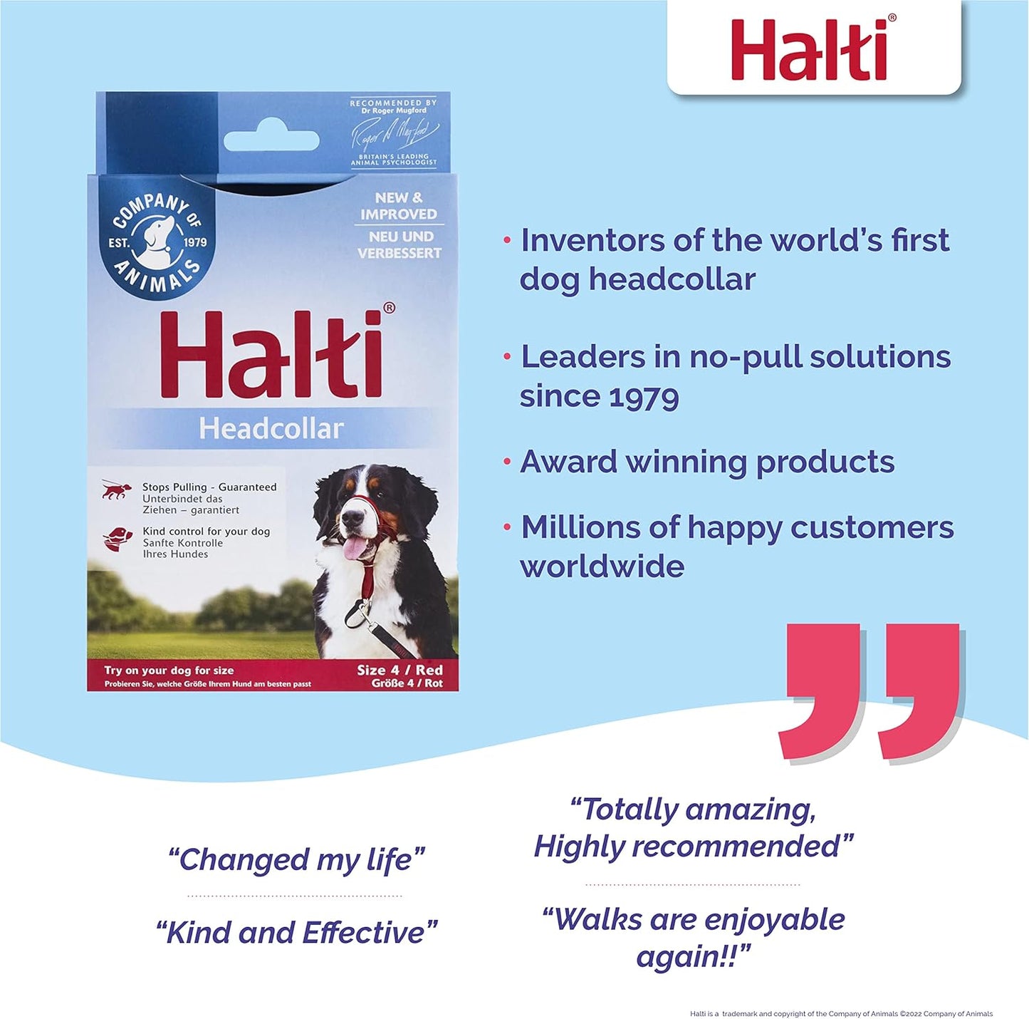 HALTI Headcollar - to Stop Your Dog Pulling on The Leash. Adjustable, Reflective and Lightweight, with Padded Nose Band. Dog Training Anti-Pull Collar for Large Dogs (Size 4, Red)