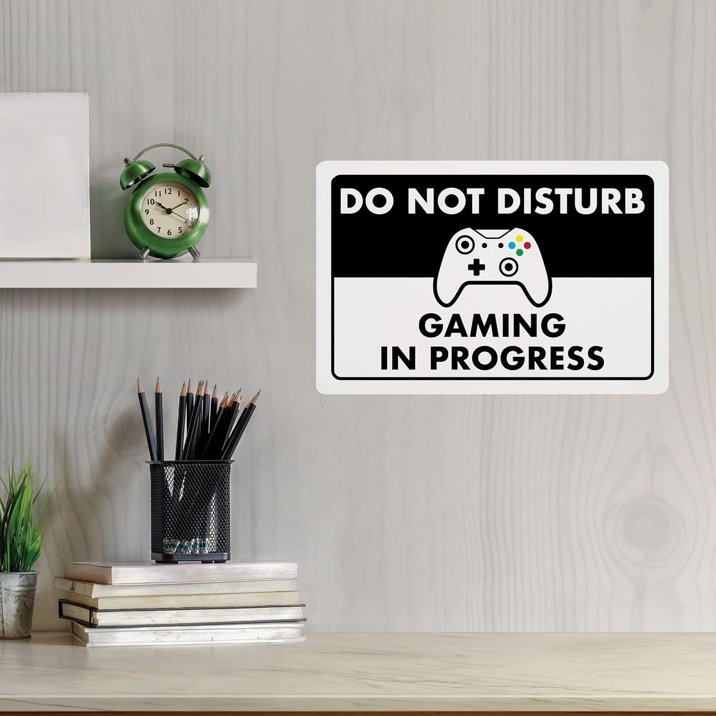 Do Not Disturb Gaming In Progress - Plastic Gaming Sign - 8" x 12" - Bedroom Sign Decor, Cool Gaming Room Decor - ENVISIONED Signage