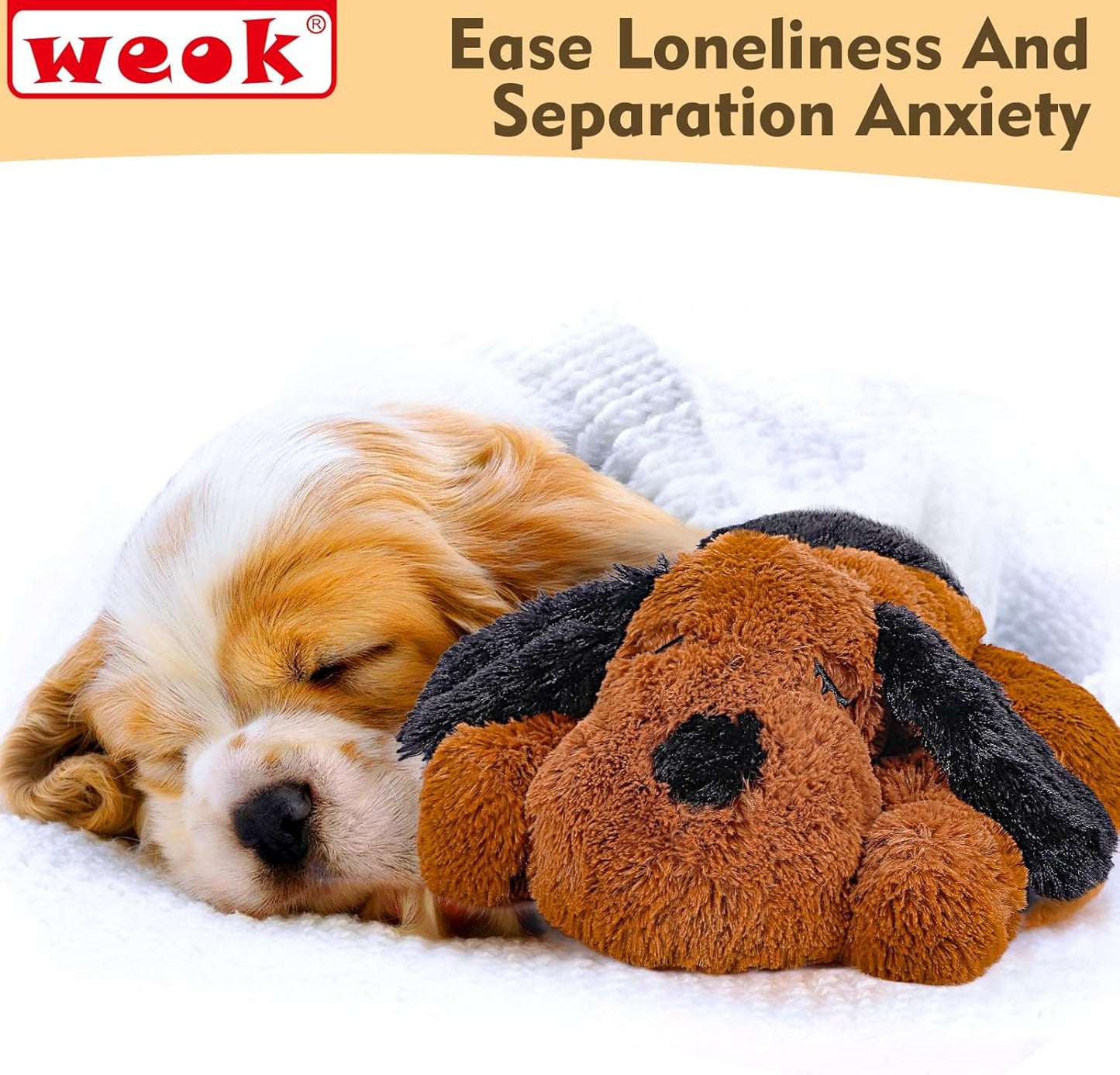 Heartbeat Puppy for Dogs, Helps for Anxiety Relief and Calming, Stuffed Animal Anxiety Calming Behavioral Puppy Heartbeat Toy Sleep aid for Cats Pets（for Small Breeds）